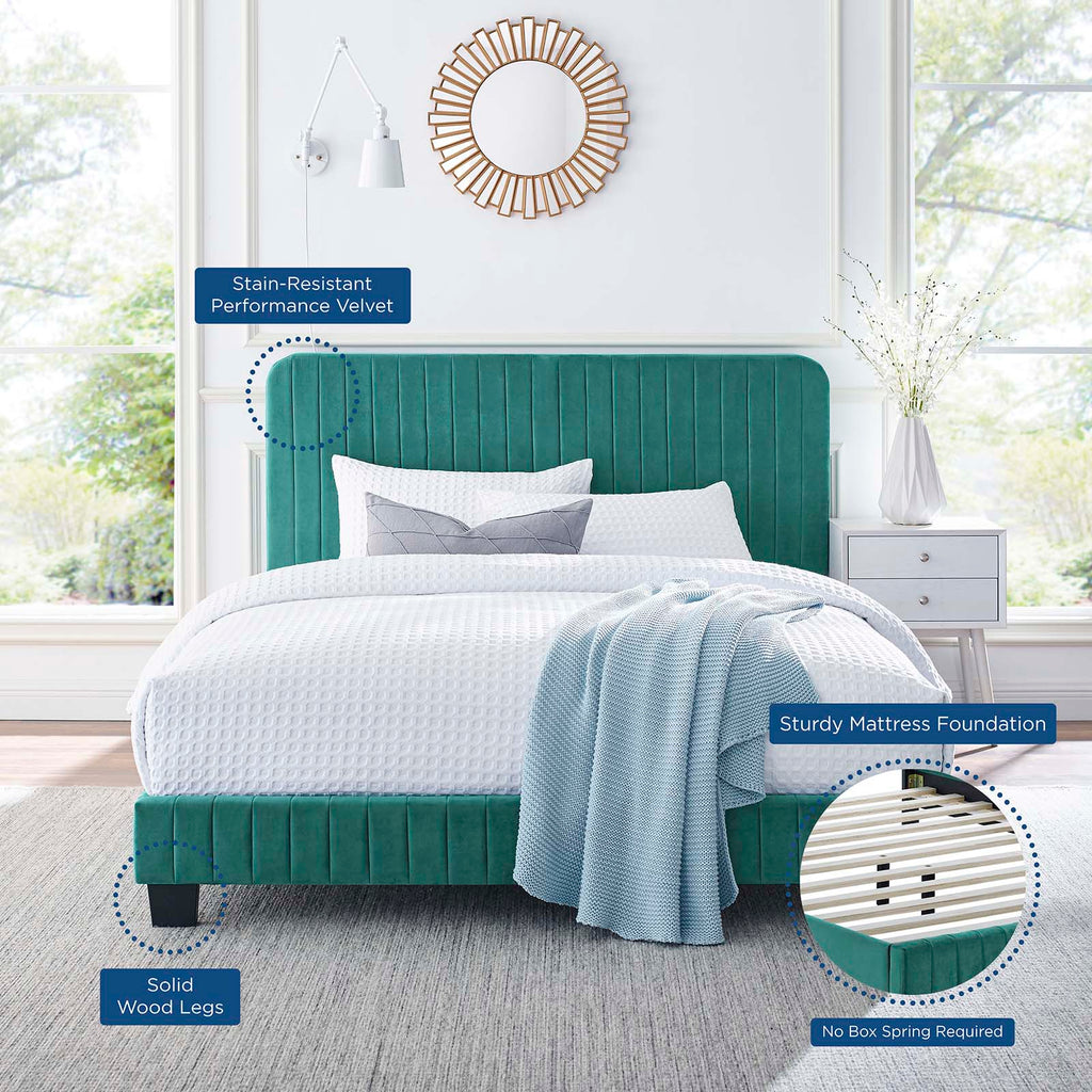 Celine Channel Tufted Performance Velvet Queen Platform Bed by Modway