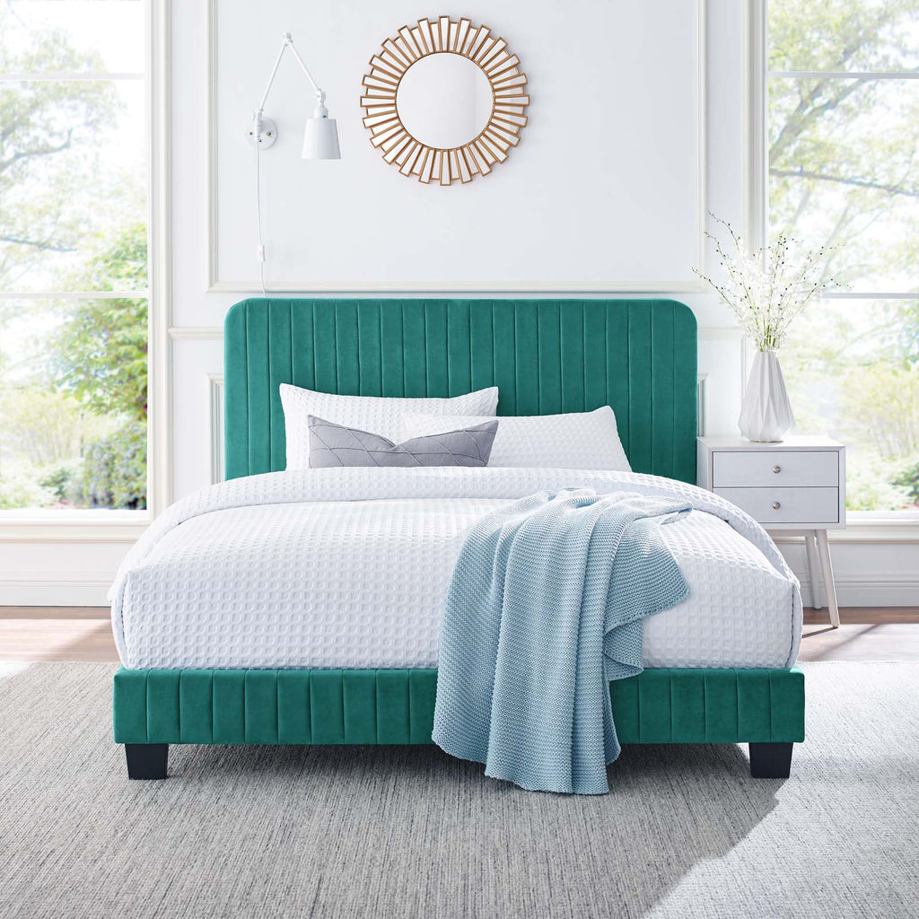 Celine Channel Tufted Performance Velvet Queen Platform Bed by Modway