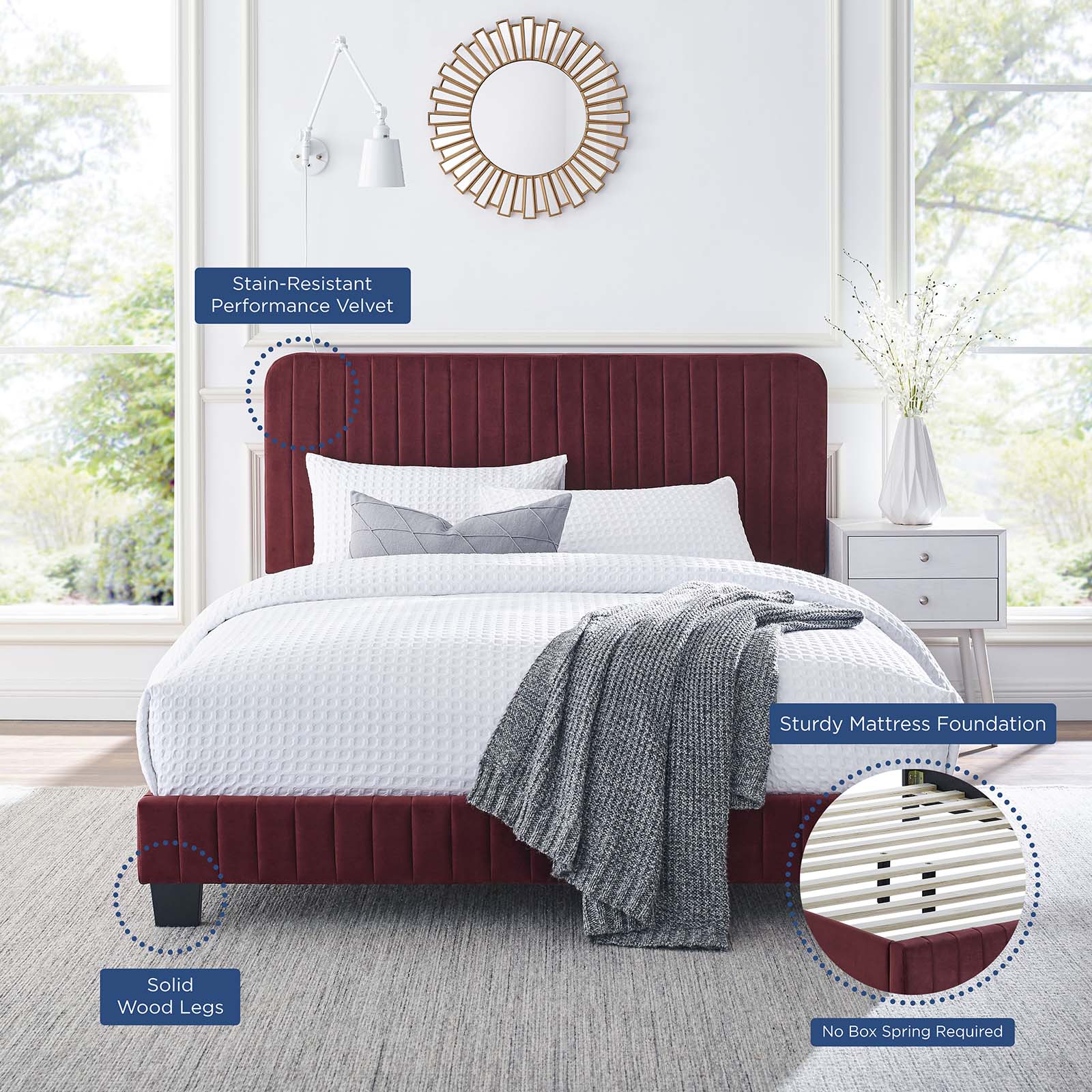 Celine Channel Tufted Performance Velvet Full Platform Bed by Modway