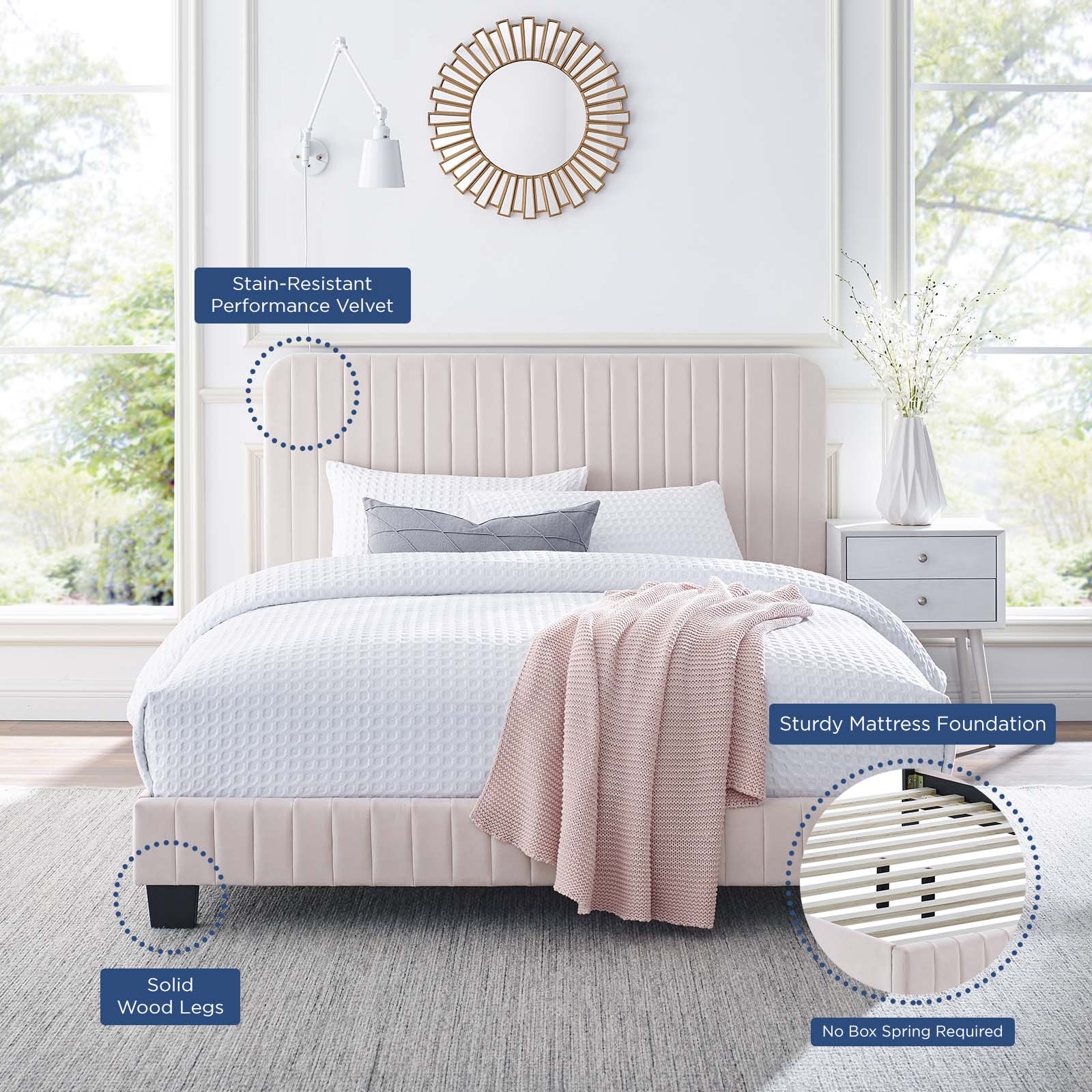 Celine Channel Tufted Performance Velvet Full Platform Bed by Modway