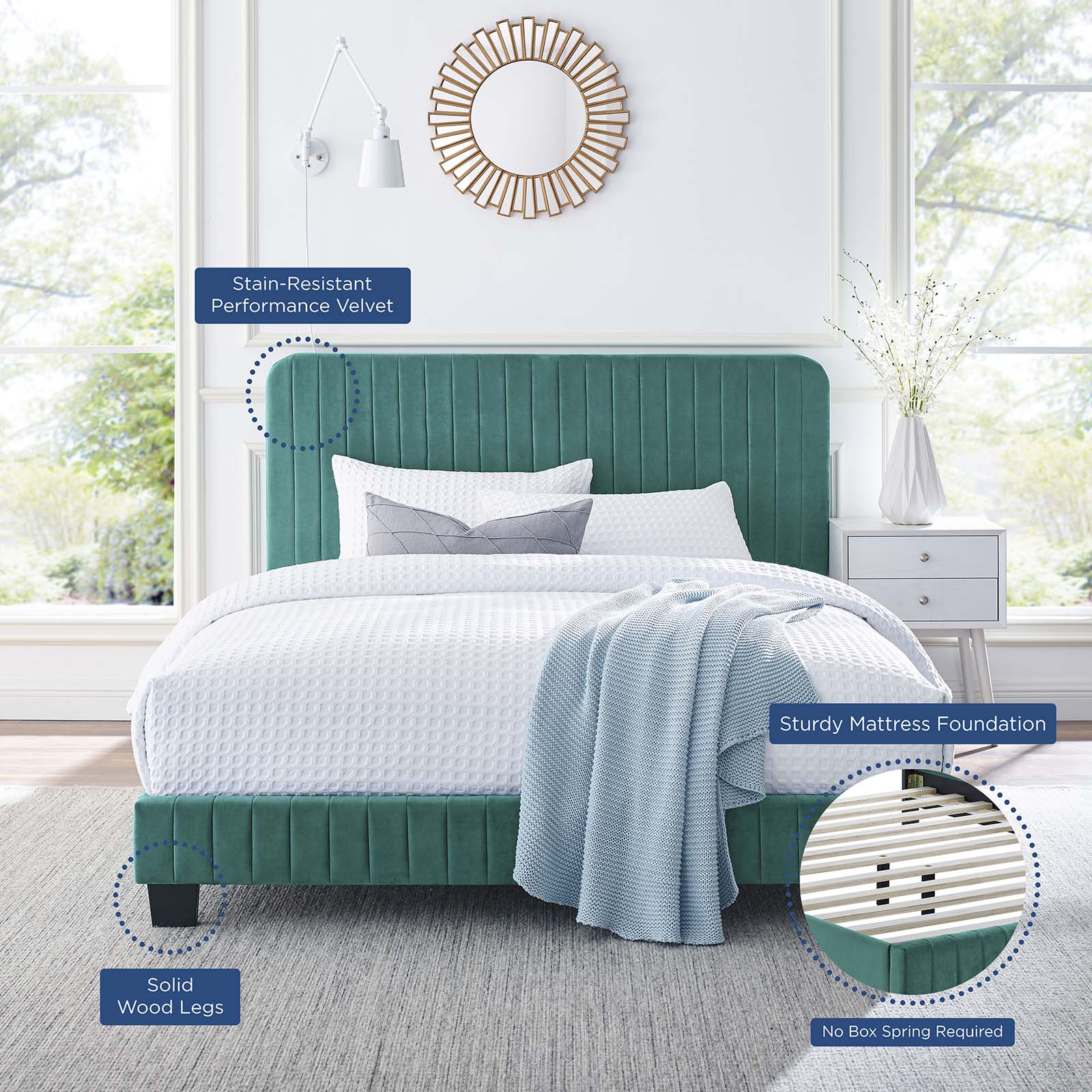Celine Channel Tufted Performance Velvet Full Platform Bed by Modway