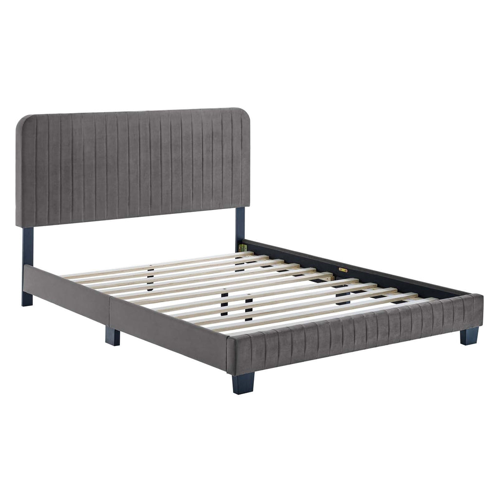Celine Channel Tufted Performance Velvet Twin Platform Bed by Modway