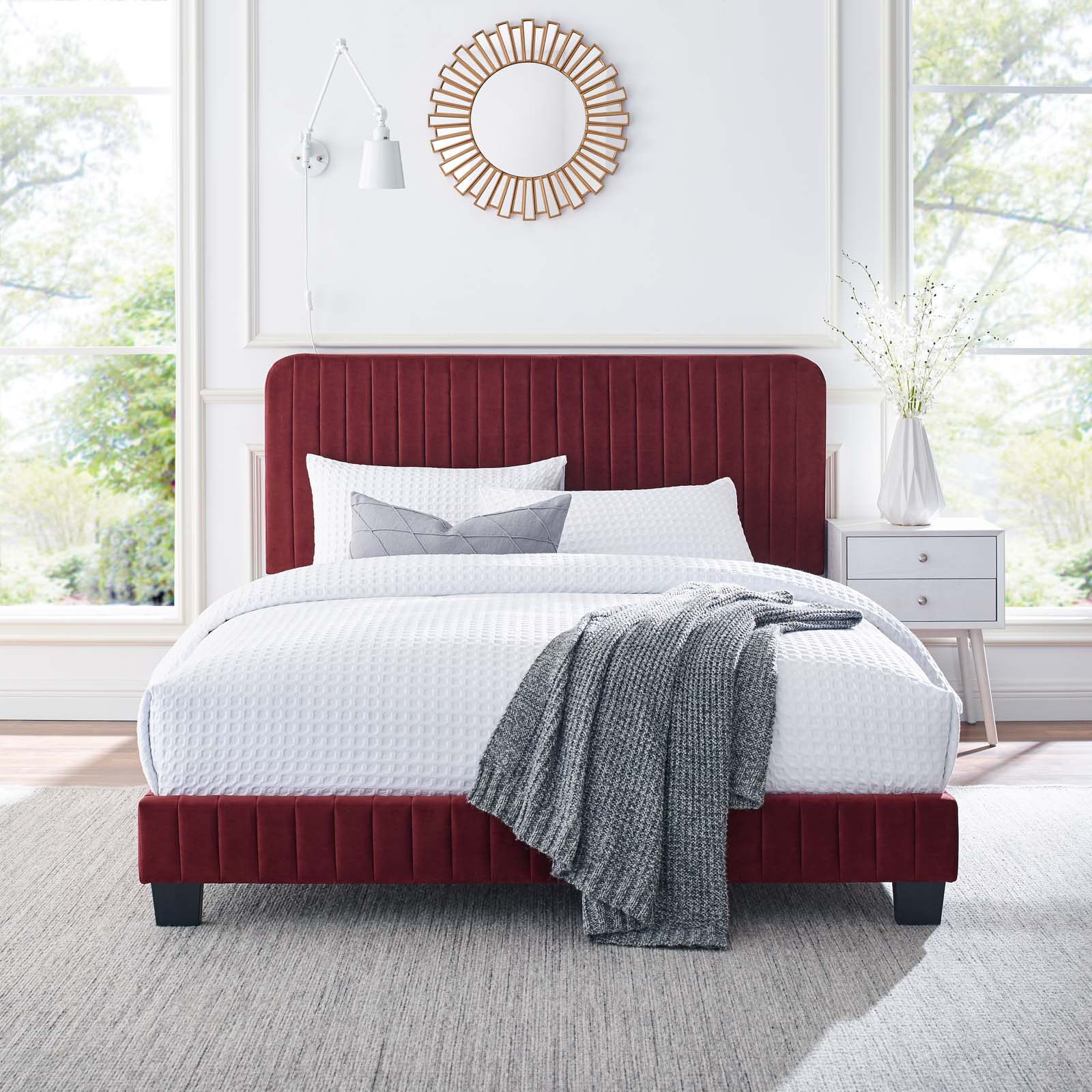 Celine Channel Tufted Performance Velvet Twin Platform Bed by Modway