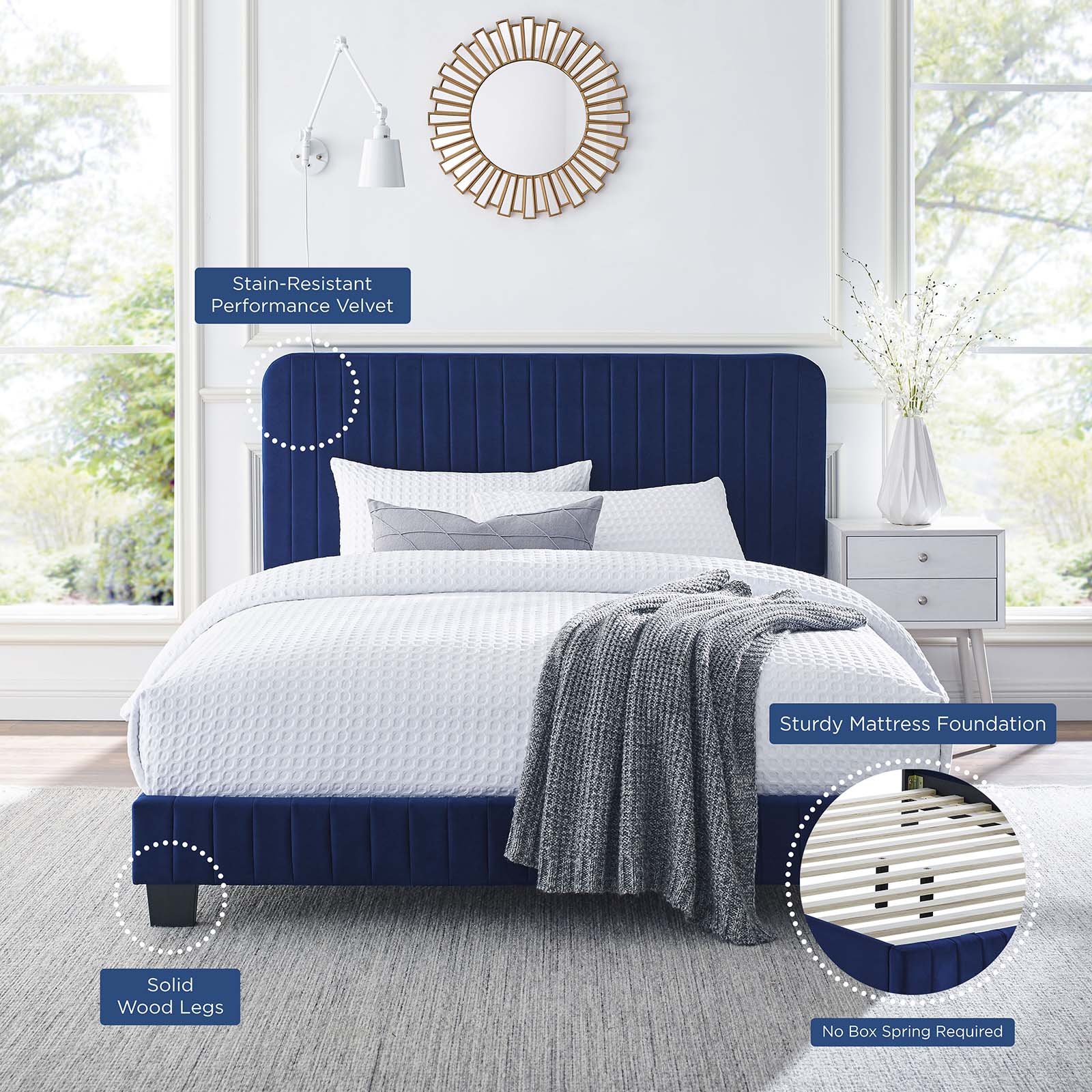 Celine Channel Tufted Performance Velvet Twin Platform Bed by Modway