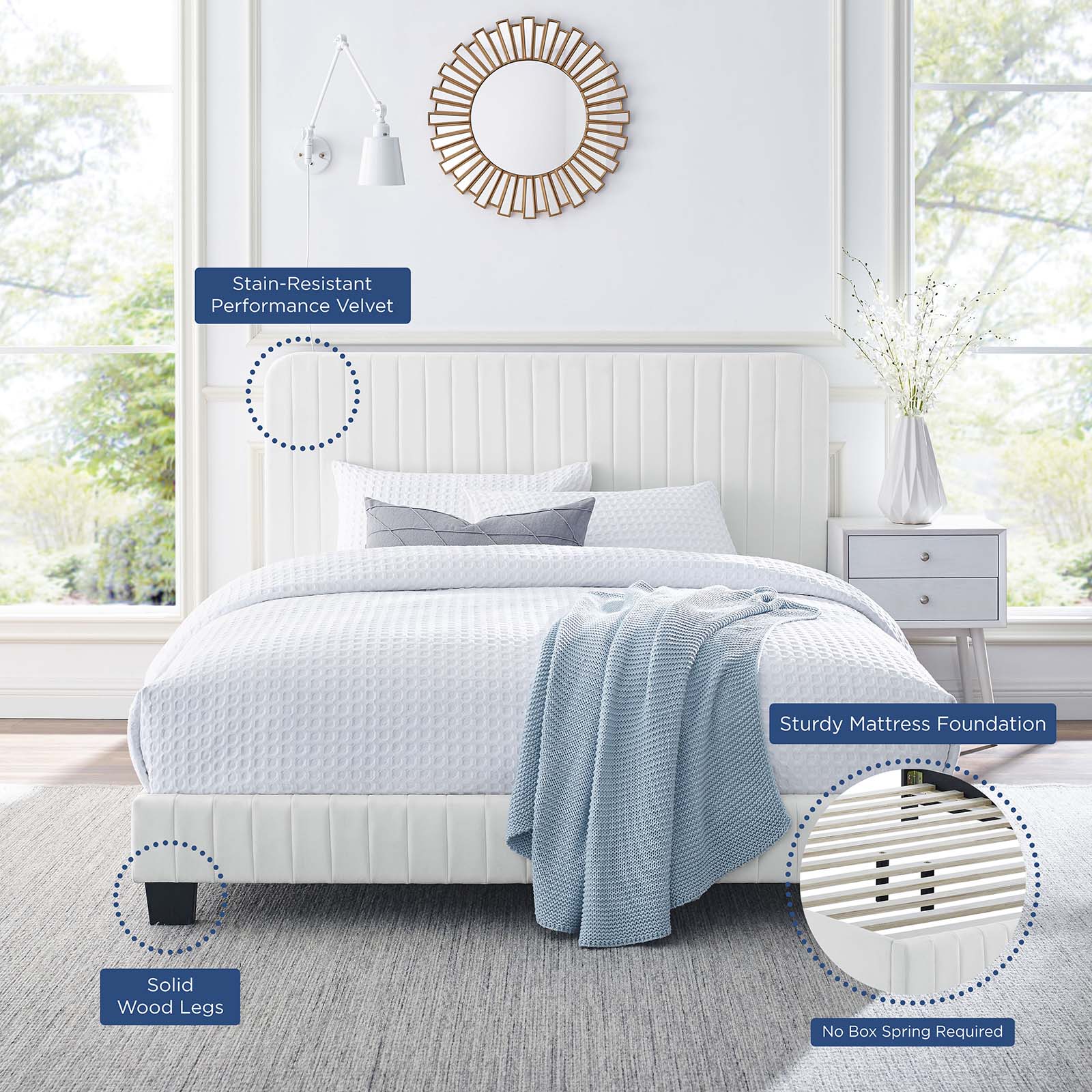 Celine Channel Tufted Performance Velvet Twin Platform Bed by Modway