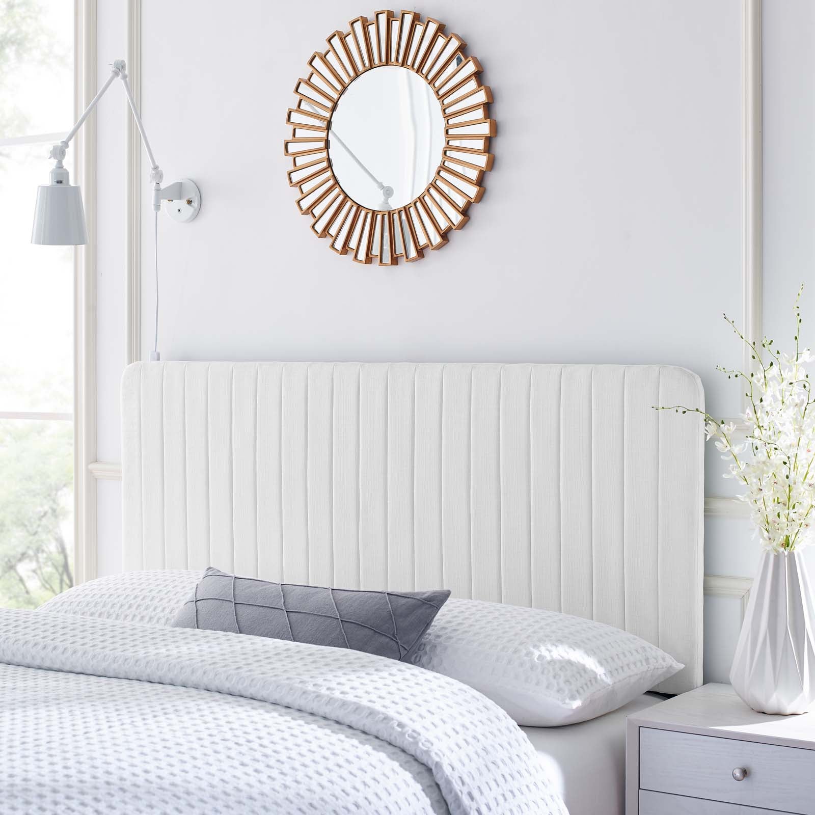Milenna Channel Tufted Upholstered Fabric Full/Queen Headboard by Modway