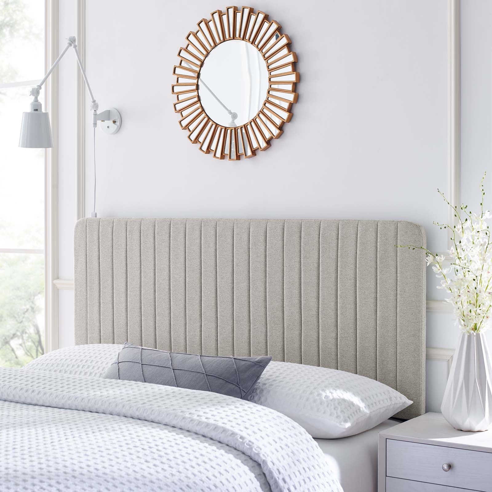 Milenna Channel Tufted Upholstered Fabric King/California King Headboard by Modway