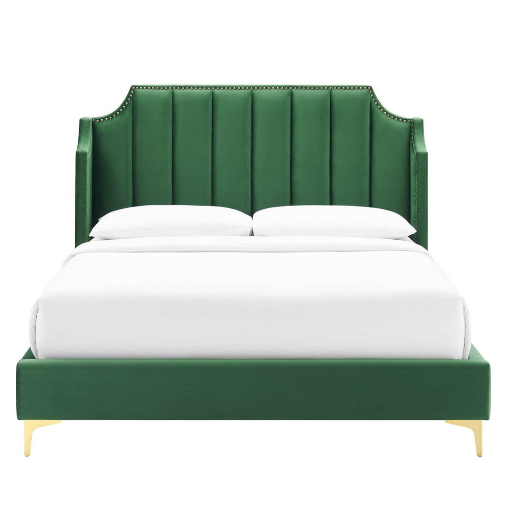 Daniella Performance Velvet Queen Platform Bed by Modway