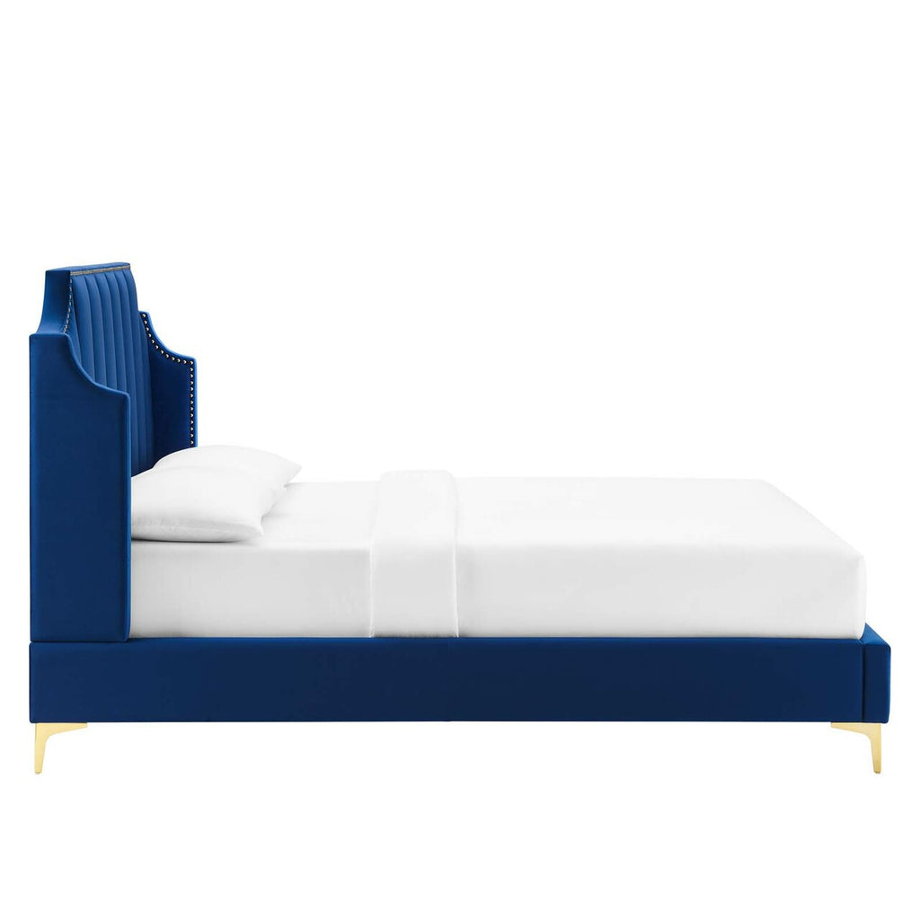 Daniella Performance Velvet Queen Platform Bed by Modway