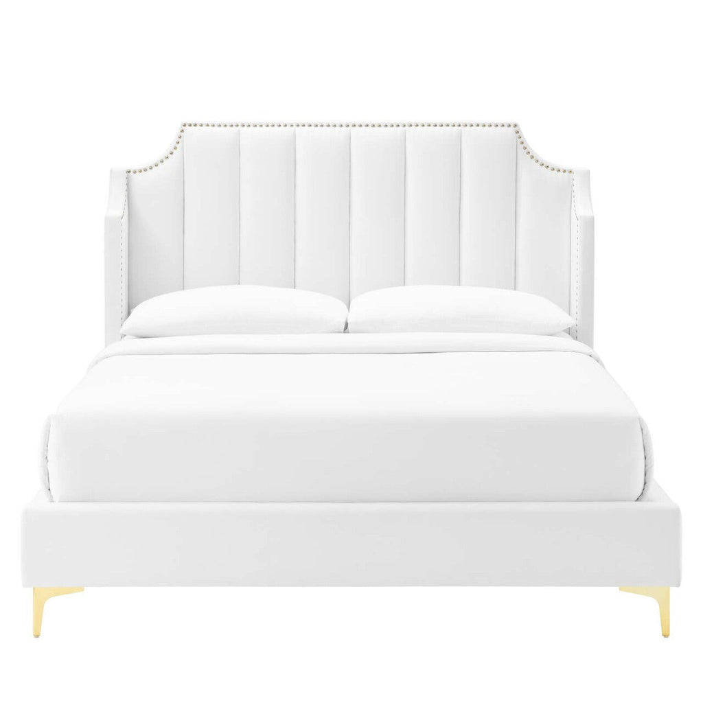Daniella Performance Velvet Queen Platform Bed by Modway