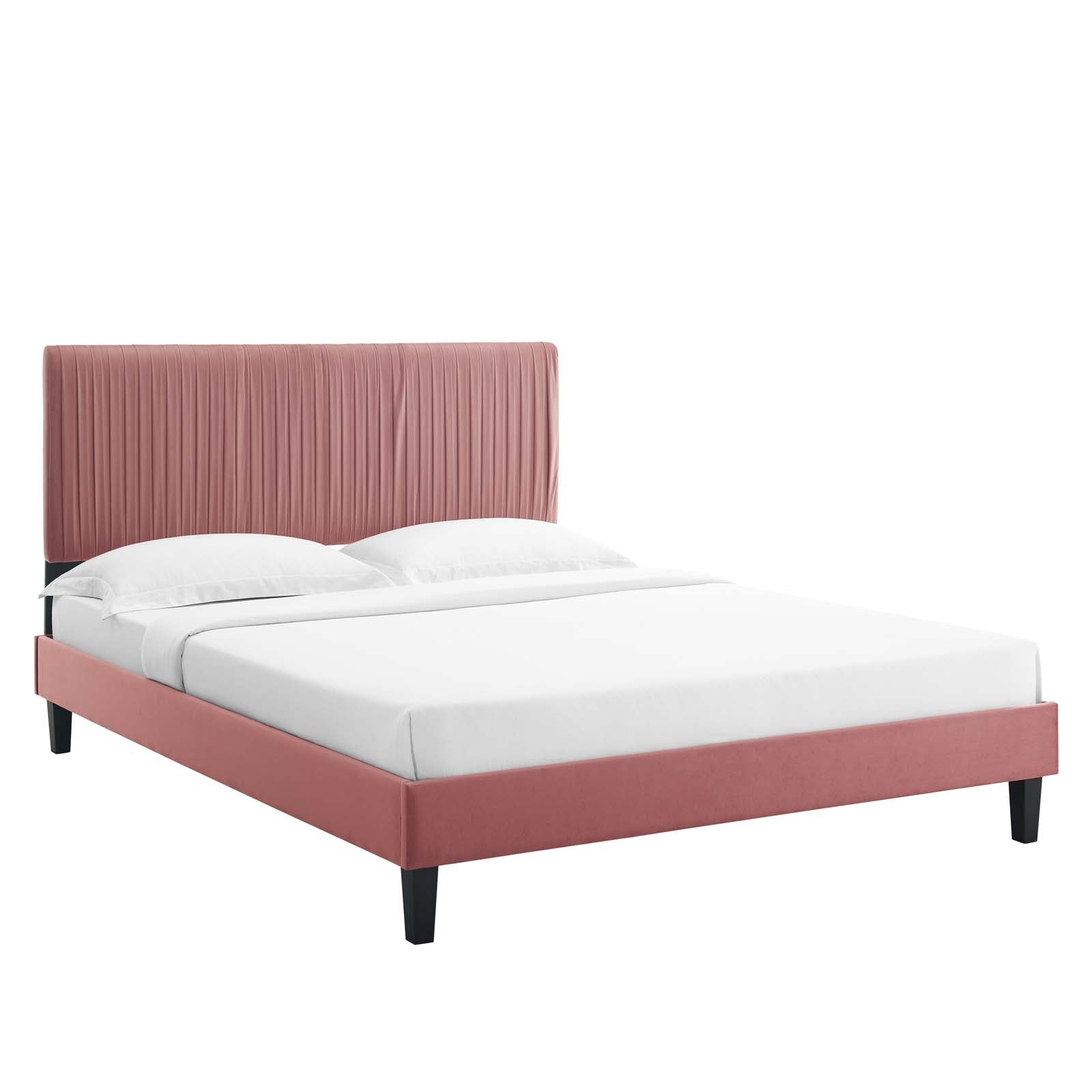 Peyton Performance Velvet Queen Platform Bed in Du