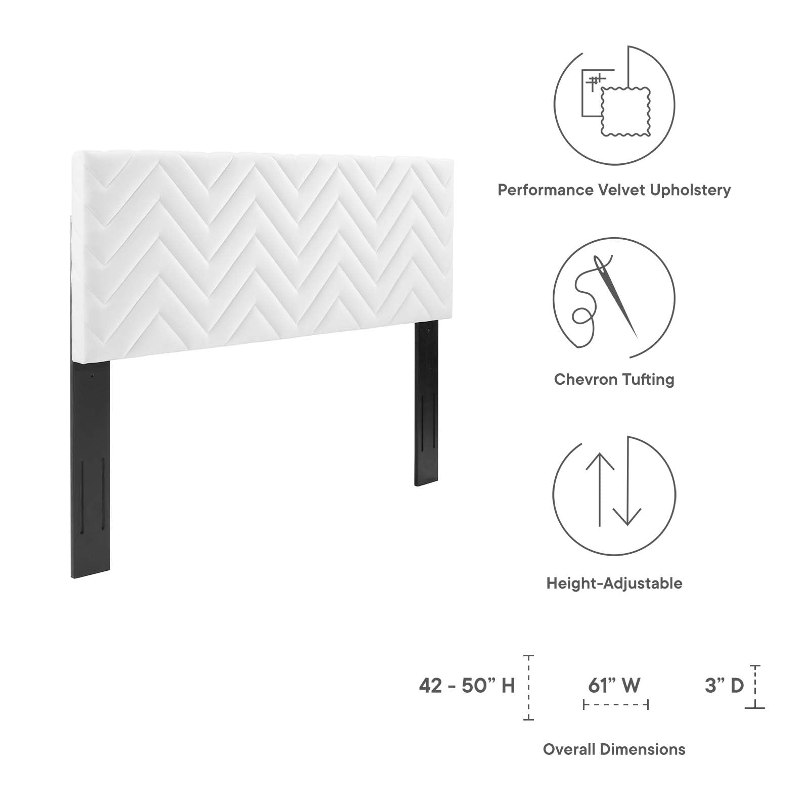 Mercy Chevron Tufted Performance Velvet Twin Headboard by Modway