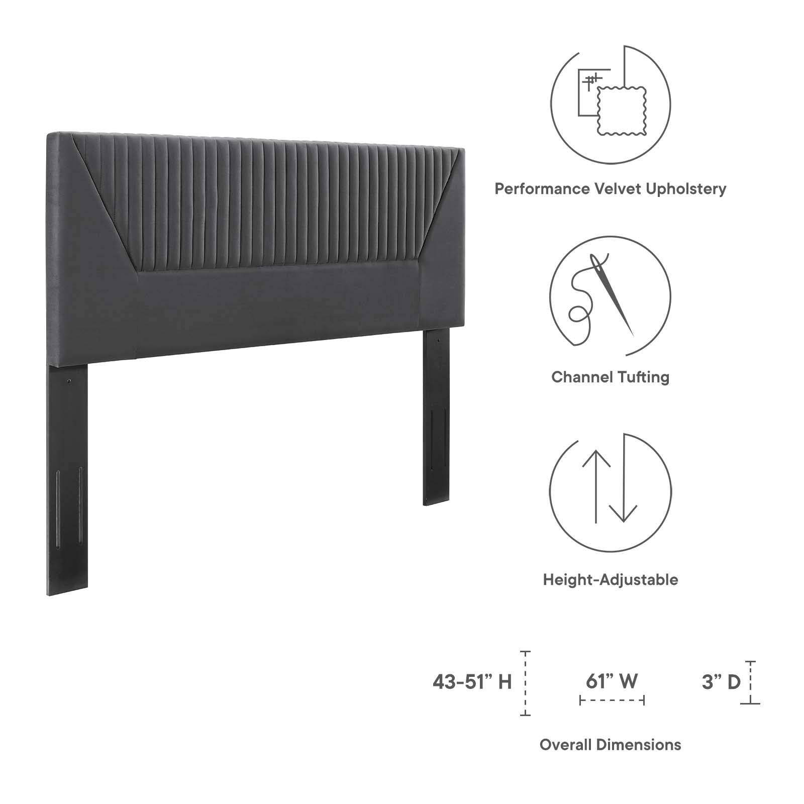 Patience Channel Tufted Performance Velvet Twin Headboard by Modway