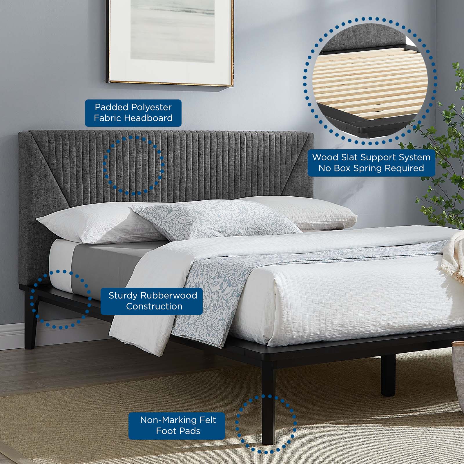 Dakota Upholstered Queen Platform Bed by Modway