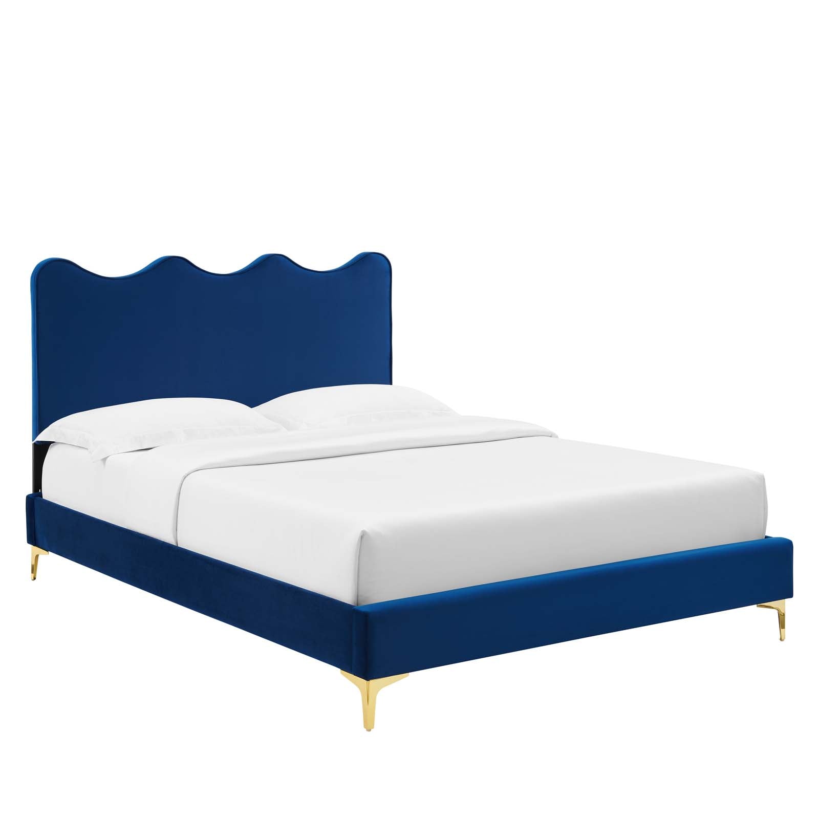 Current Performance Velvet Twin Platform Bed in Na