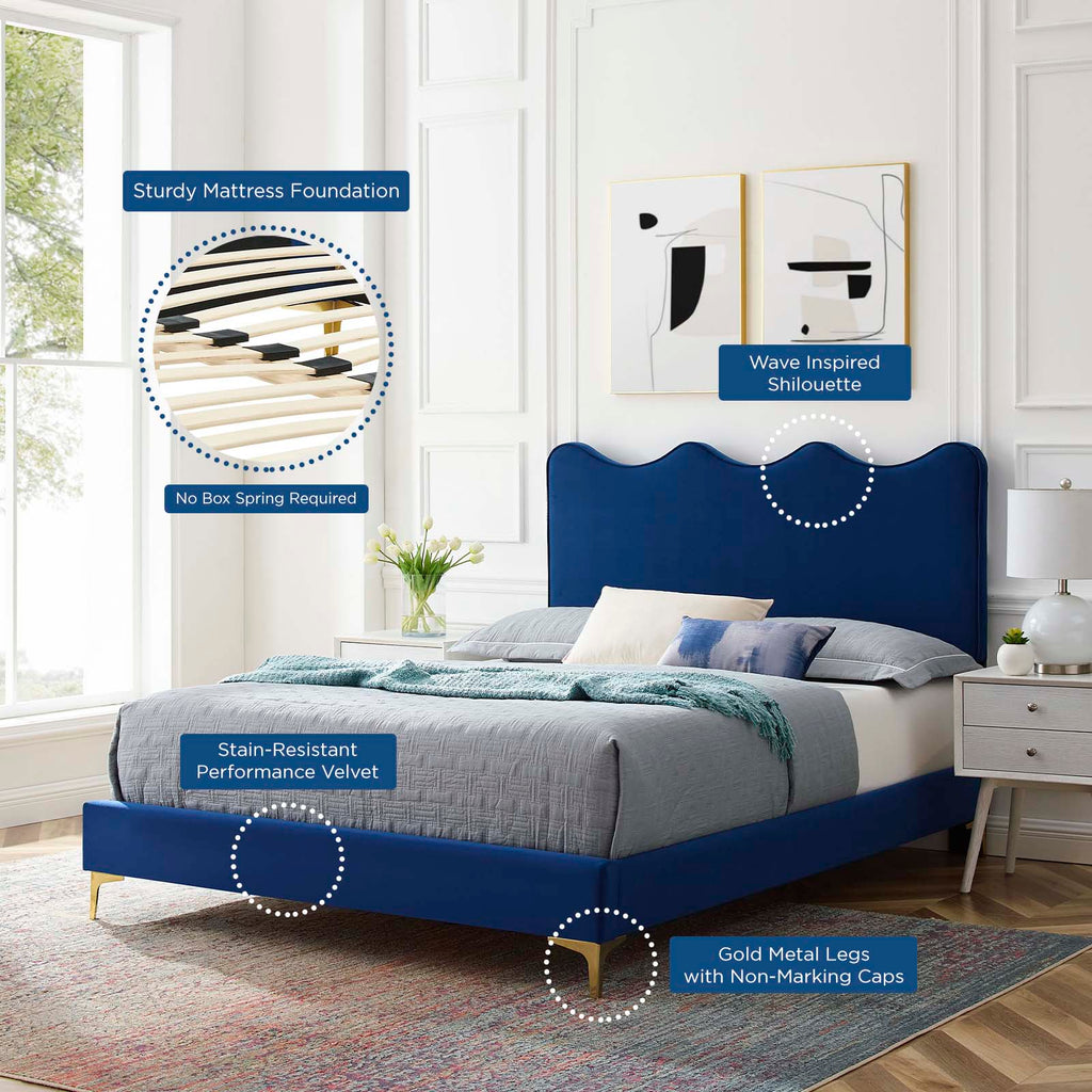 Current Performance Velvet Twin Platform Bed in Na