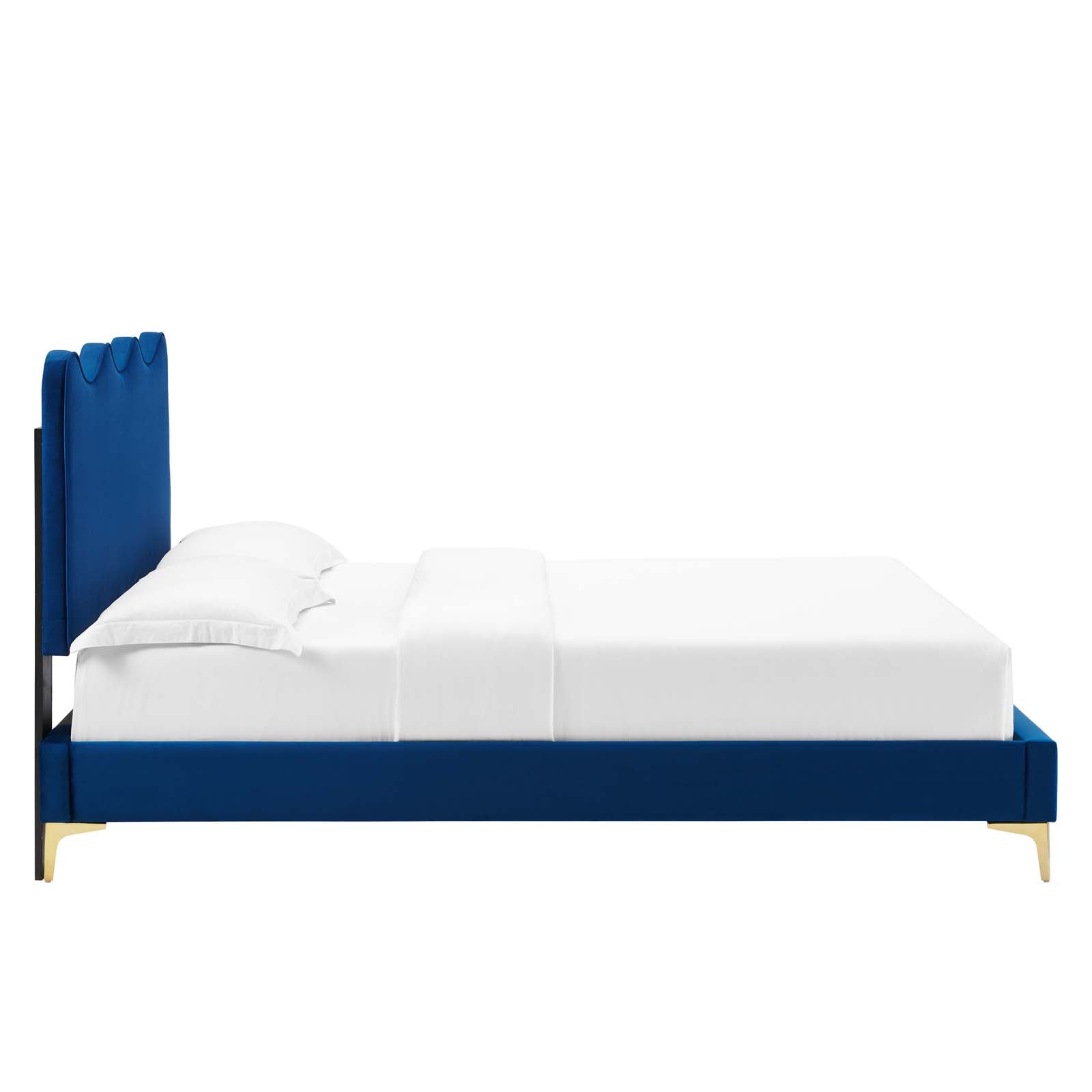 Current Performance Velvet Twin Platform Bed in Na