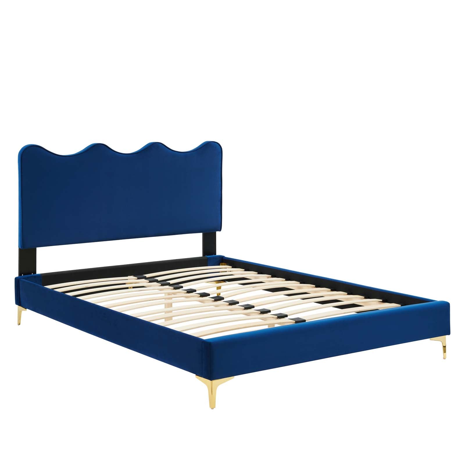 Current Performance Velvet Twin Platform Bed in Na