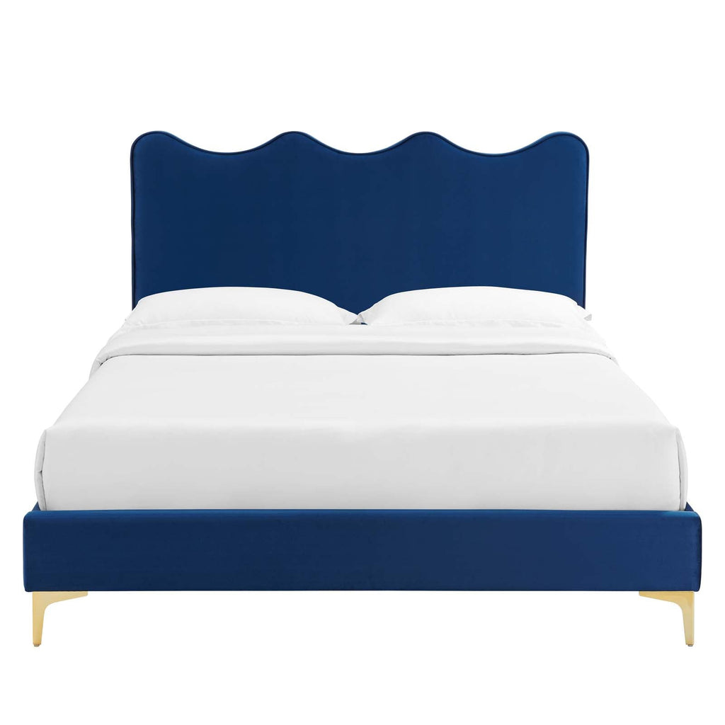 Current Performance Velvet Twin Platform Bed in Na