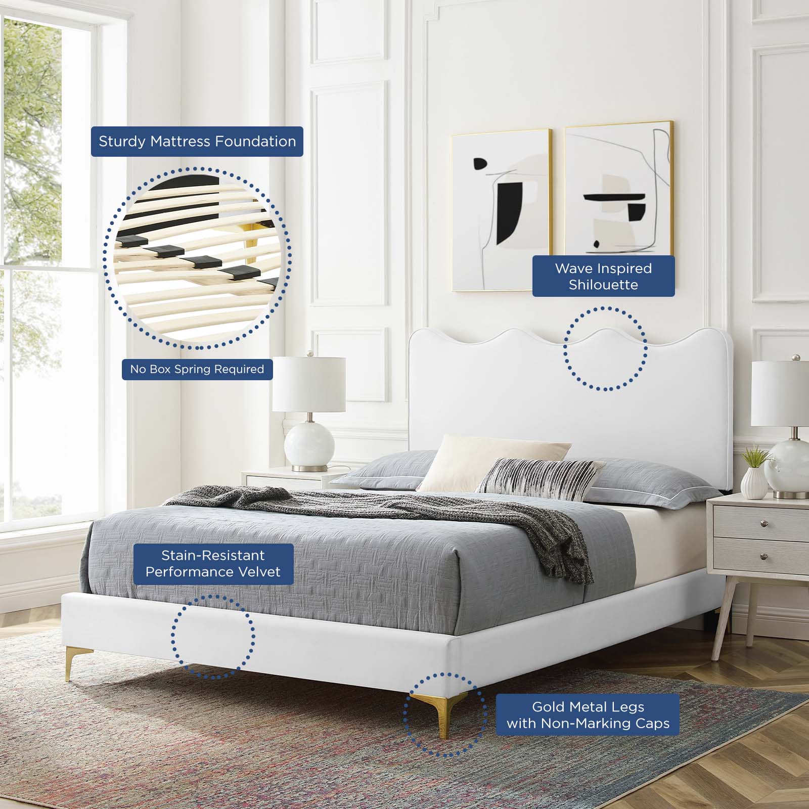 Current Performance Velvet Twin Platform Bed by Modway