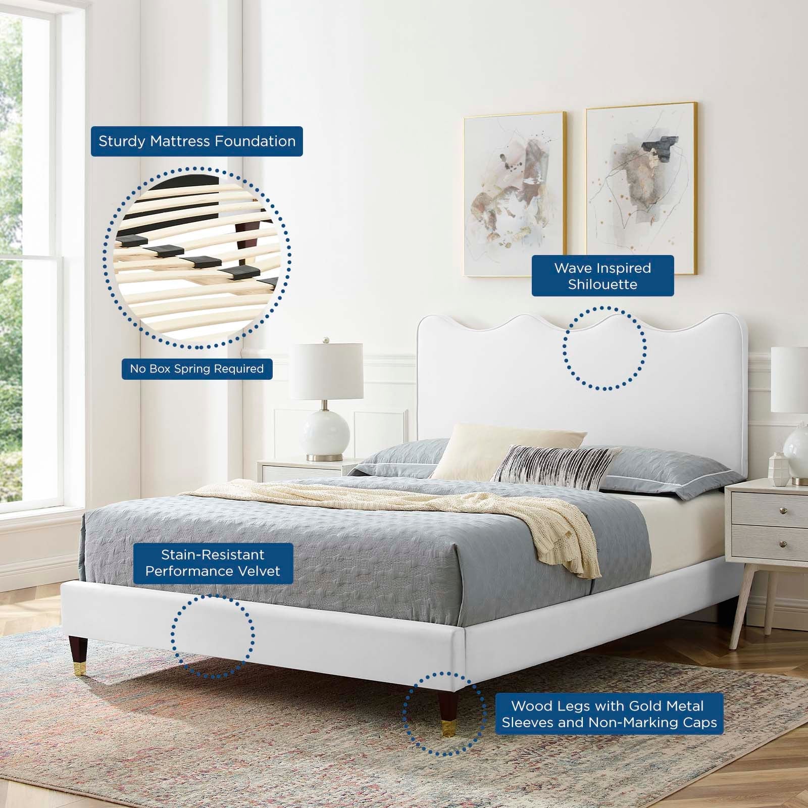 Current Performance Velvet Twin Platform Bed by Modway