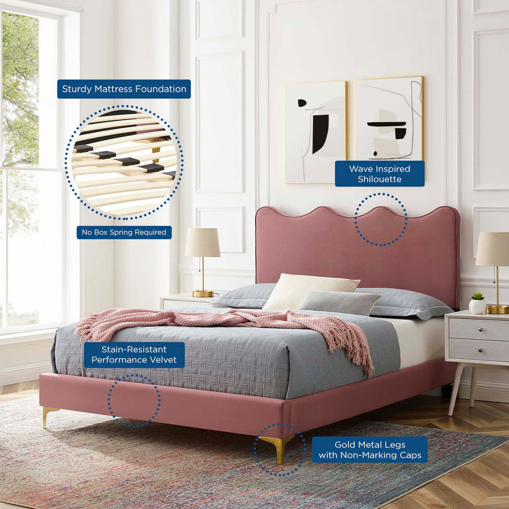 Current Performance Velvet Queen Platform Bed by Modway