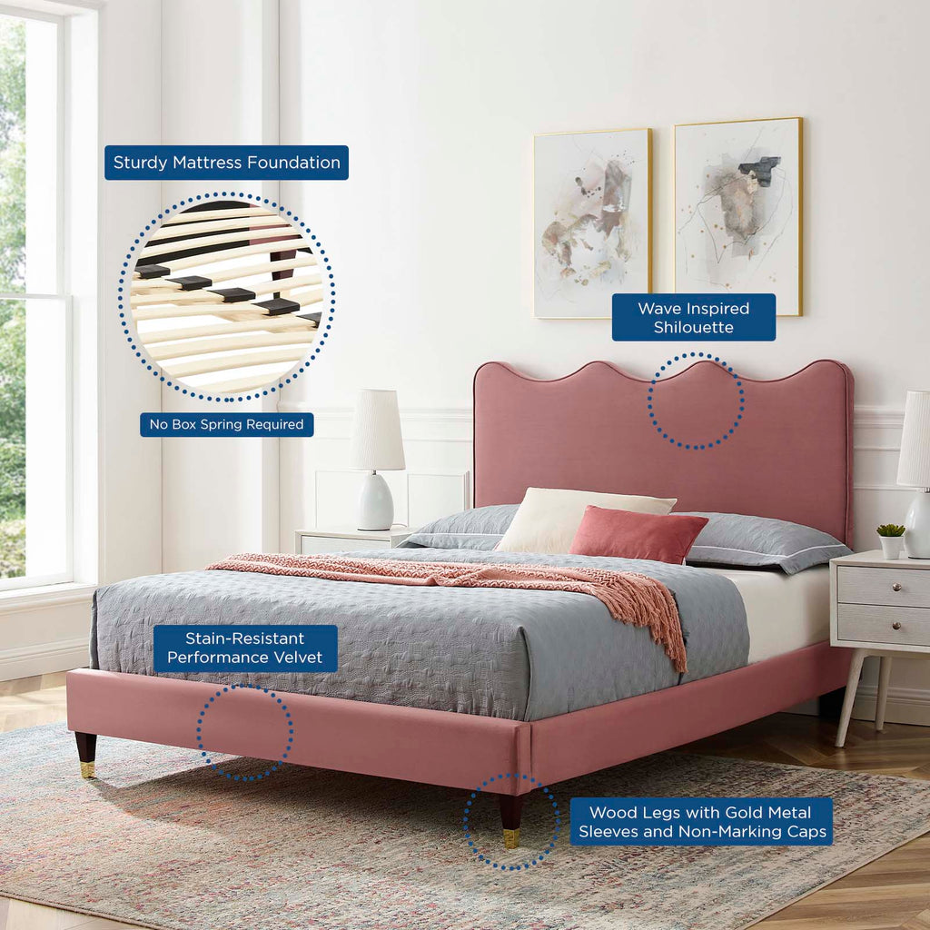 Current Performance Velvet Queen Platform Bed by Modway
