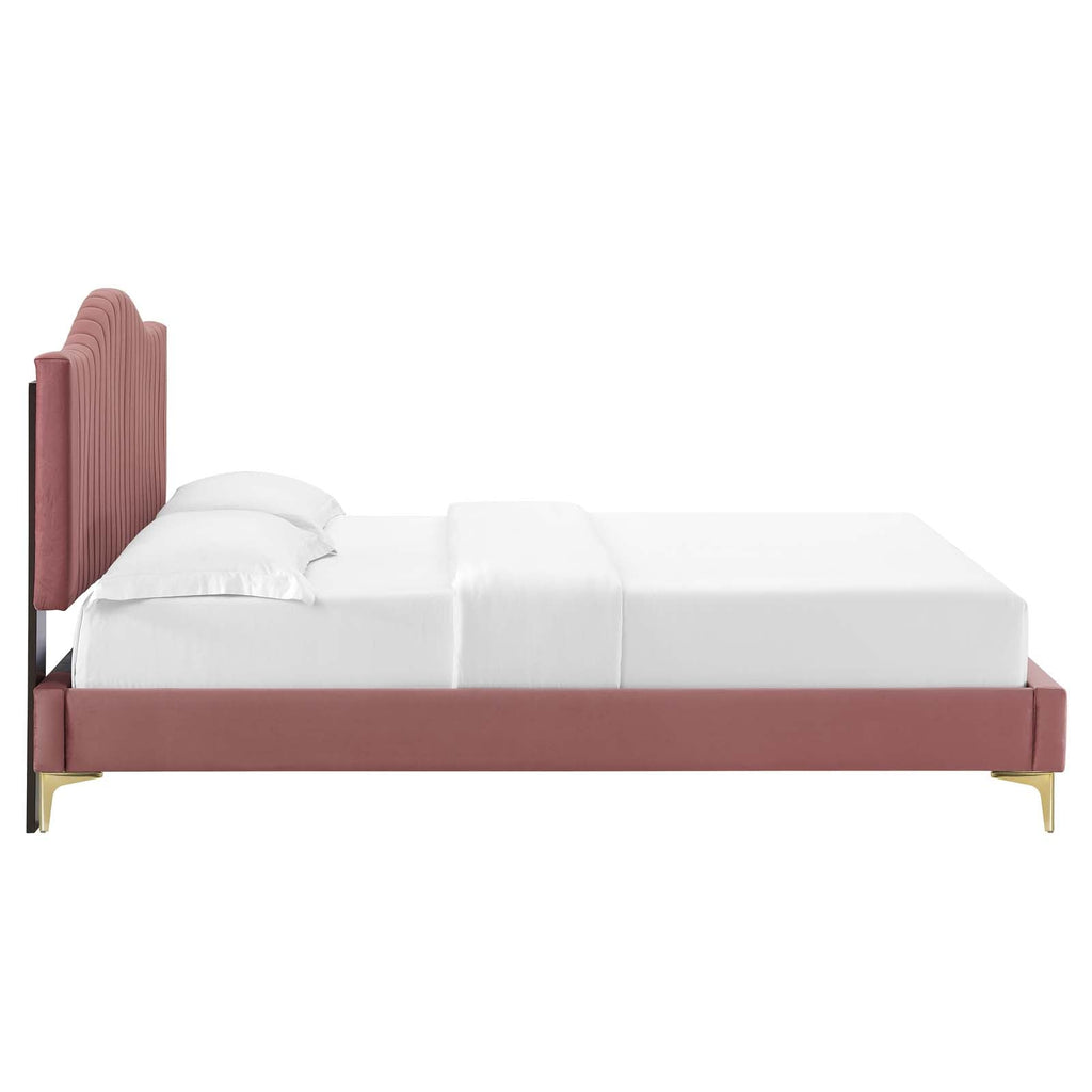 Juniper Channel Tufted Performance Velvet Queen Platform Bed by Modway