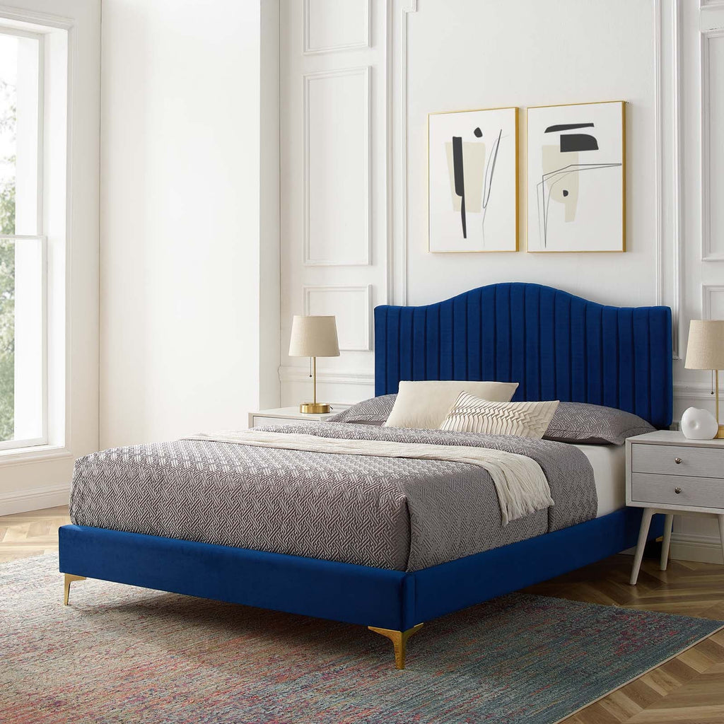 Juniper Channel Tufted Performance Velvet Queen Platform Bed by Modway