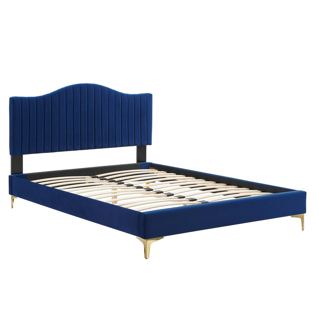 Juniper Channel Tufted Performance Velvet Queen Platform Bed by Modway