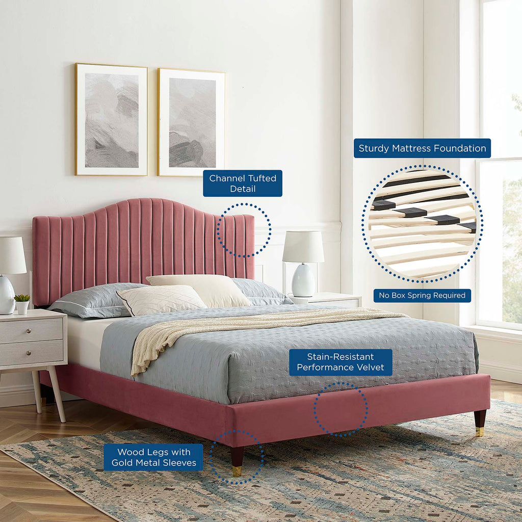 Juniper Channel Tufted Performance Velvet Queen Platform Bed by Modway