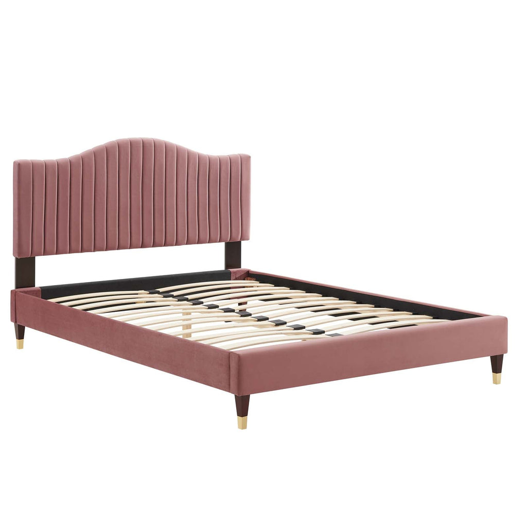 Juniper Channel Tufted Performance Velvet Queen Platform Bed by Modway