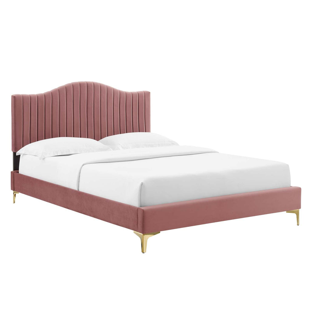 Juniper Channel Tufted Performance Velvet Twin Platform Bed by Modway