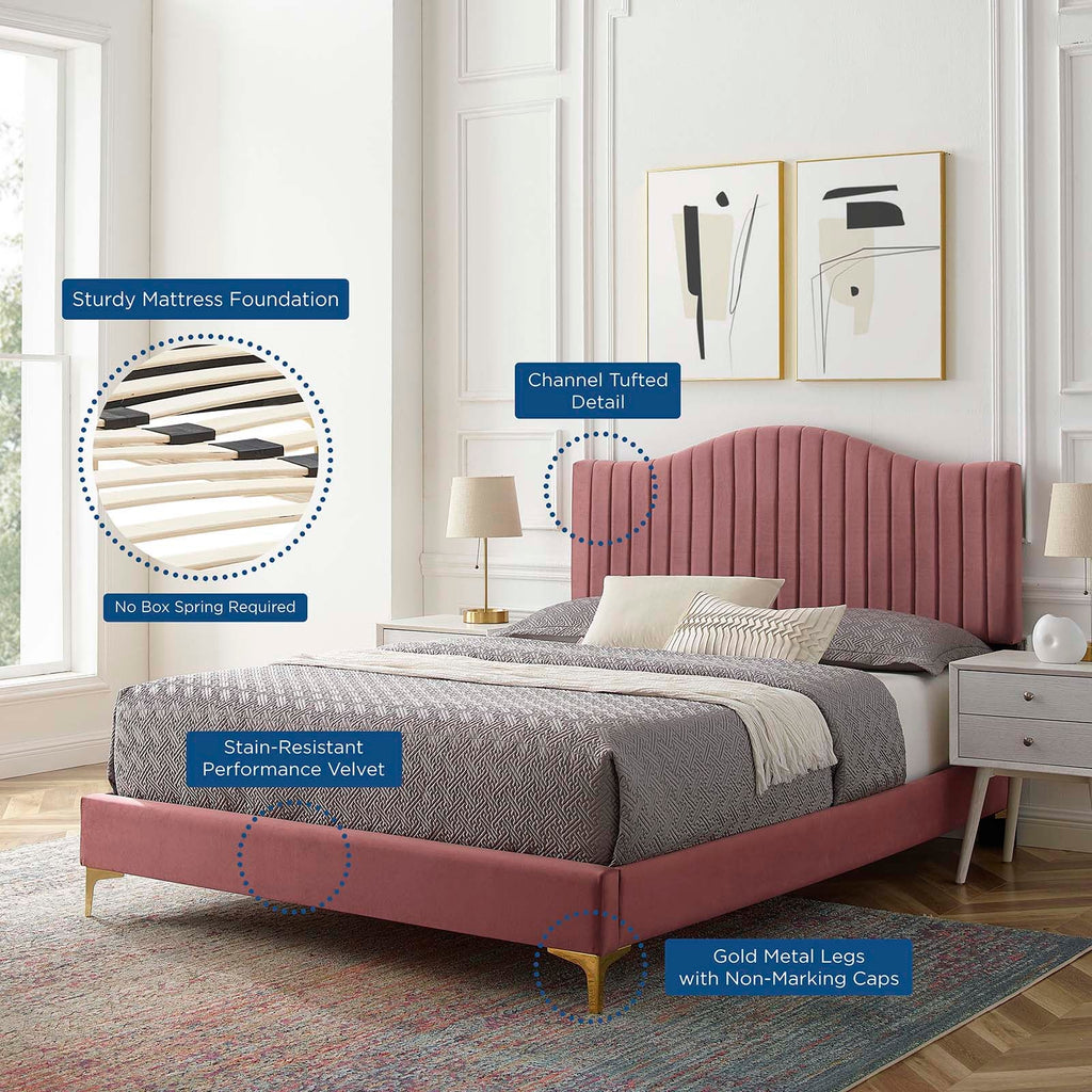 Juniper Channel Tufted Performance Velvet Twin Platform Bed by Modway