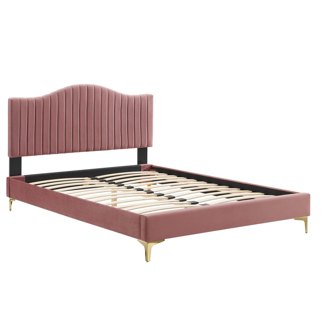 Juniper Channel Tufted Performance Velvet Twin Platform Bed by Modway
