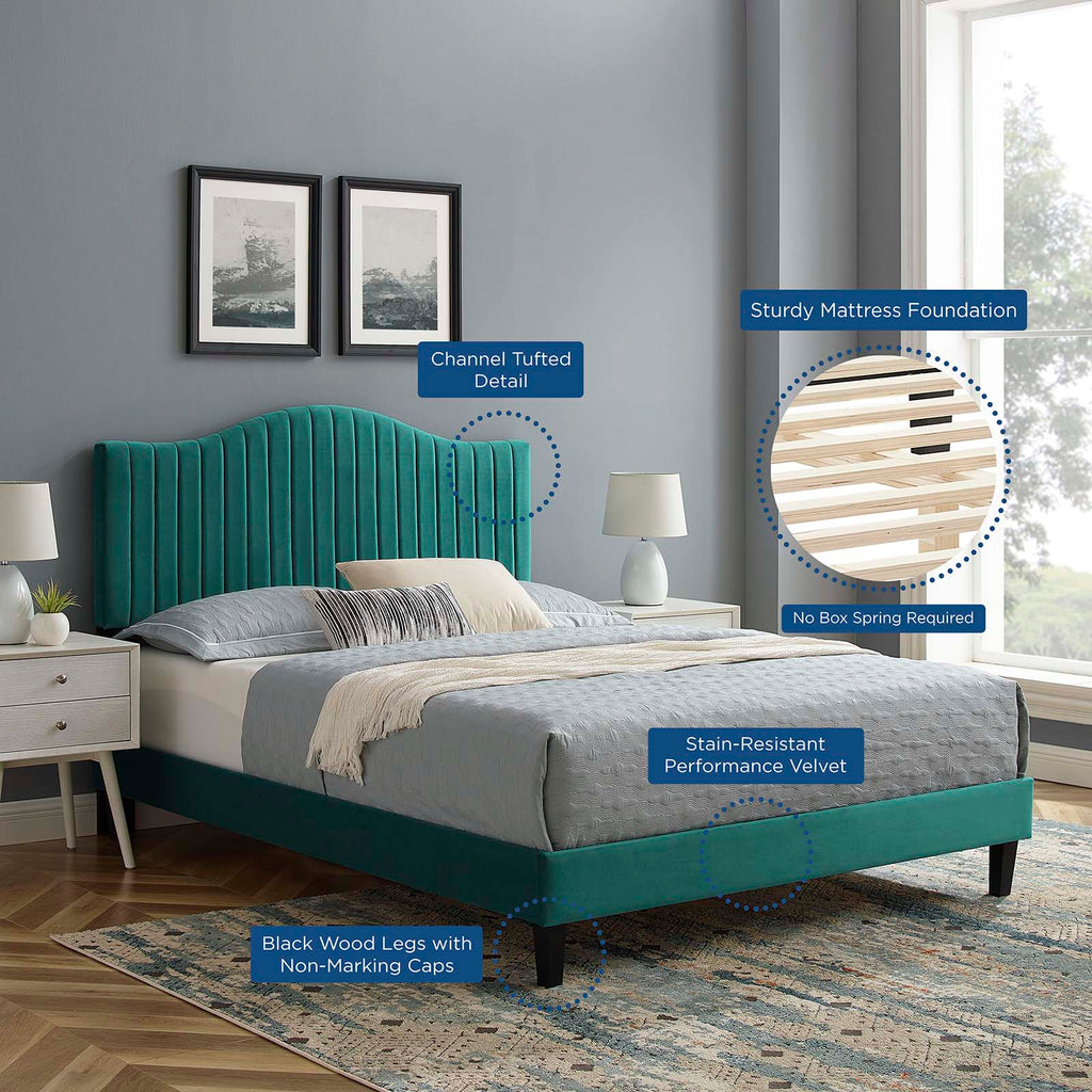 Juniper Channel Tufted Performance Velvet Twin Platform Bed by Modway