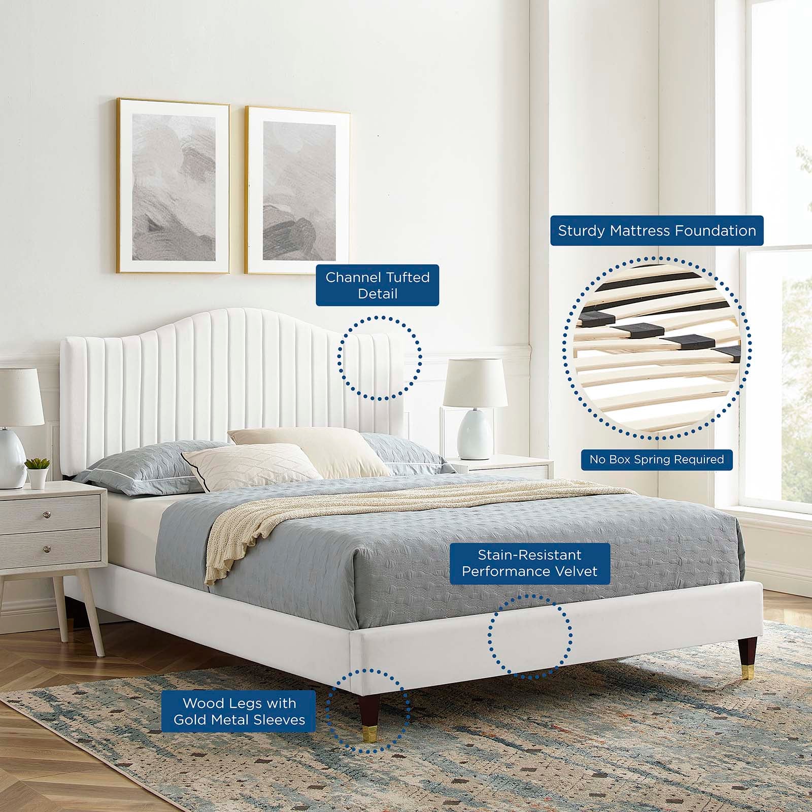 Juniper Channel Tufted Performance Velvet King Platform Bed by Modway