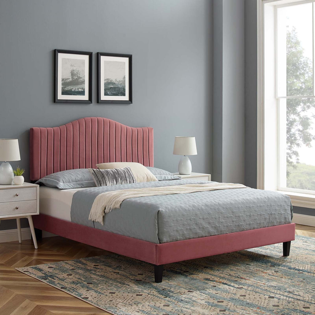Juniper Channel Tufted Performance Velvet King Platform Bed by Modway