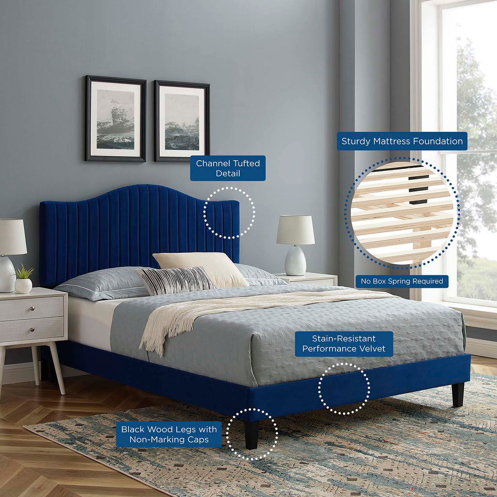 Juniper Channel Tufted Performance Velvet King Platform Bed by Modway