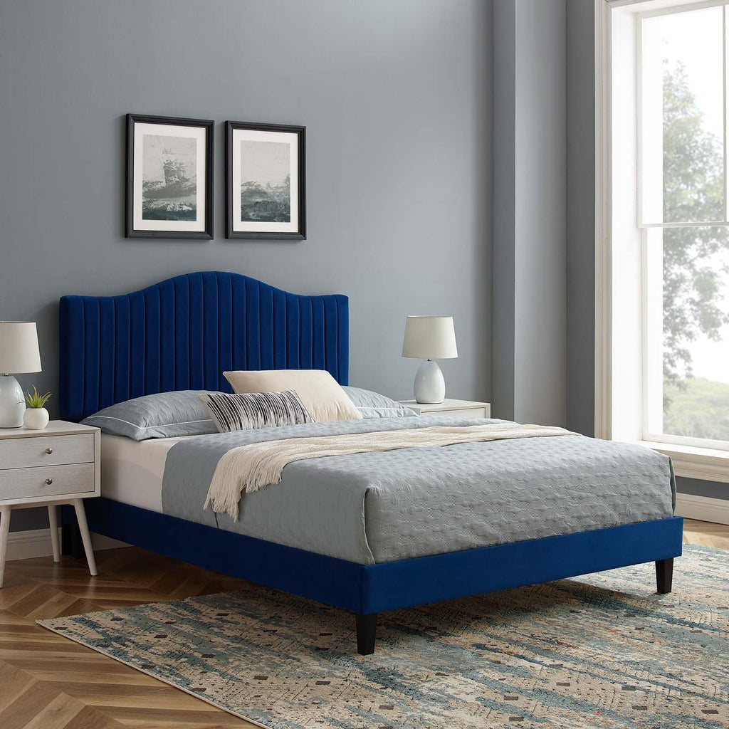 Juniper Channel Tufted Performance Velvet King Platform Bed by Modway