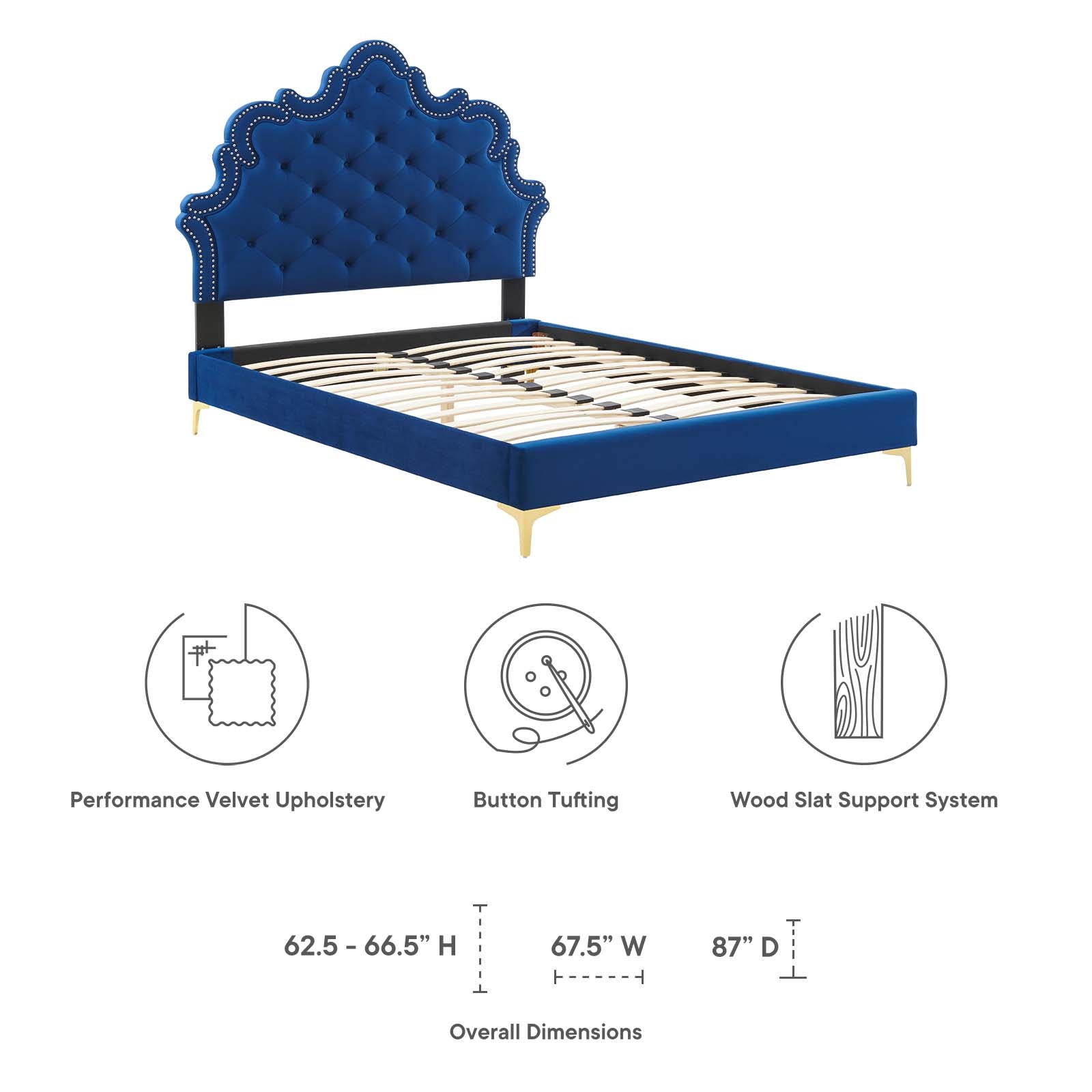 Sasha Button-Tufted Performance Velvet Twin Bed by Modway