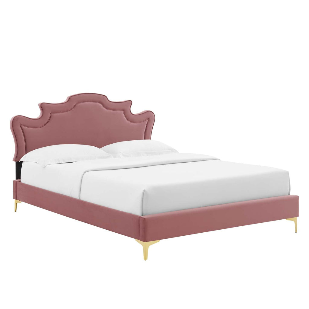 Neena Performance Velvet Twin Bed in Dusty Rose