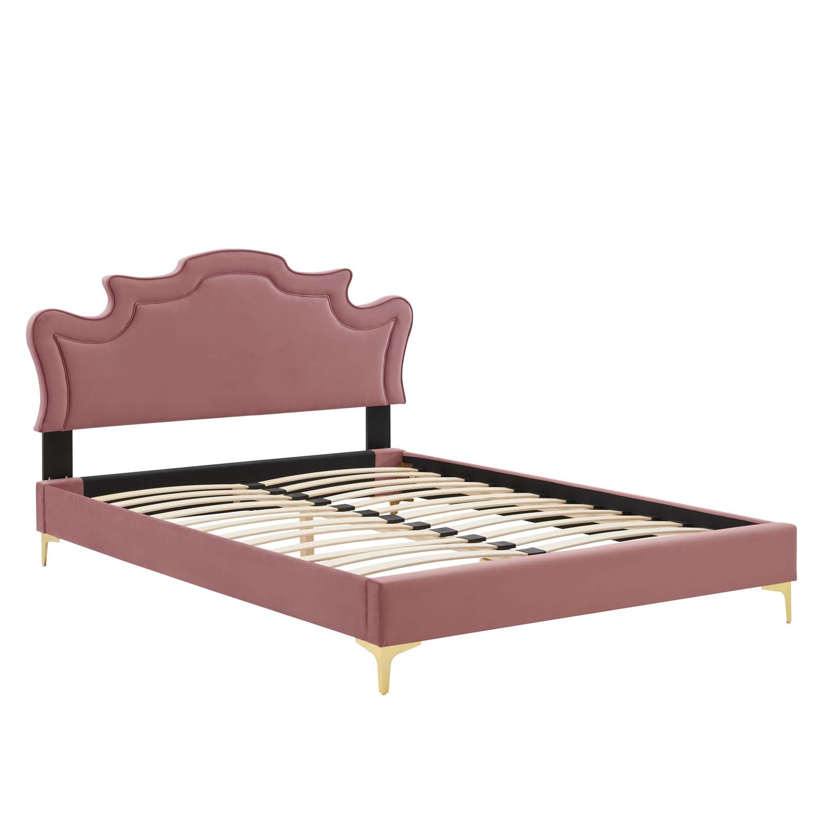 Neena Performance Velvet Twin Bed in Dusty Rose