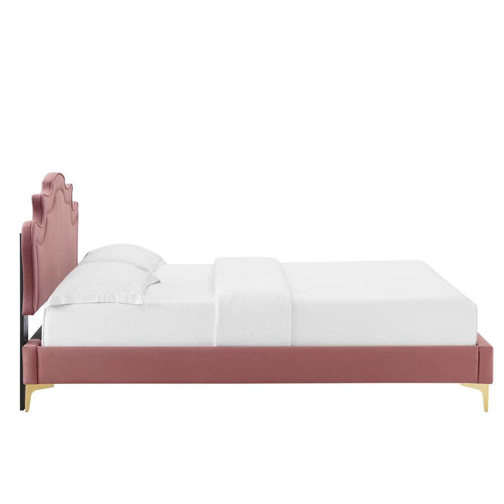 Neena Performance Velvet Twin Bed in Dusty Rose