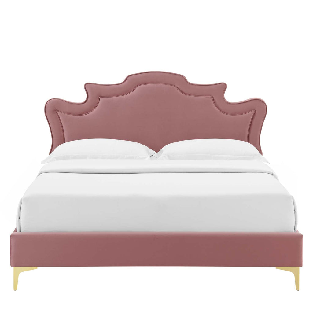 Neena Performance Velvet Twin Bed in Dusty Rose