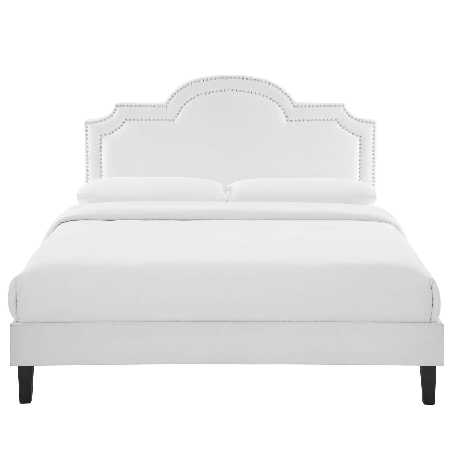 Aviana Performance Velvet King Bed in White