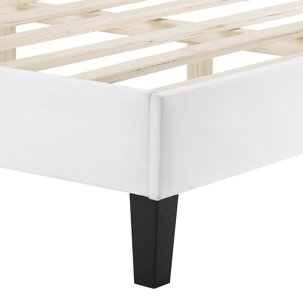Aviana Performance Velvet King Bed in White