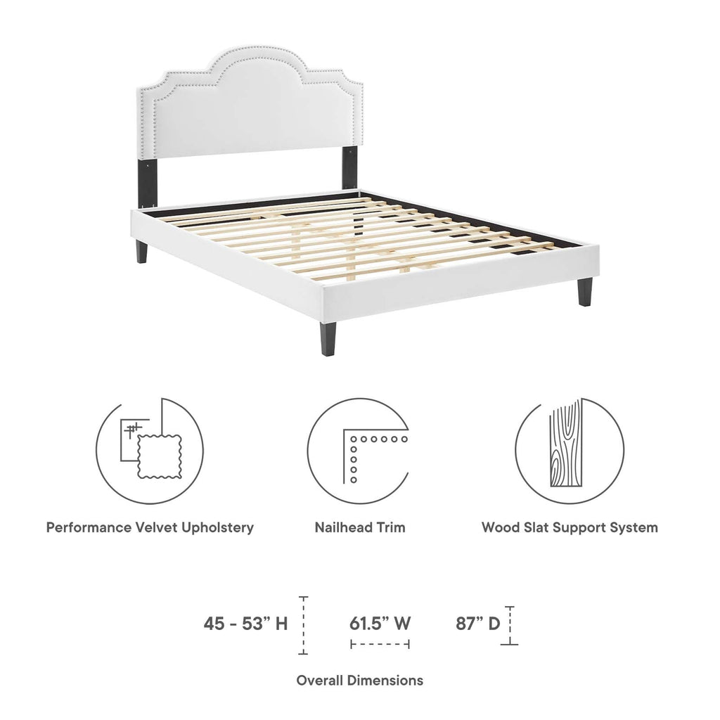 Aviana Performance Velvet King Bed in White