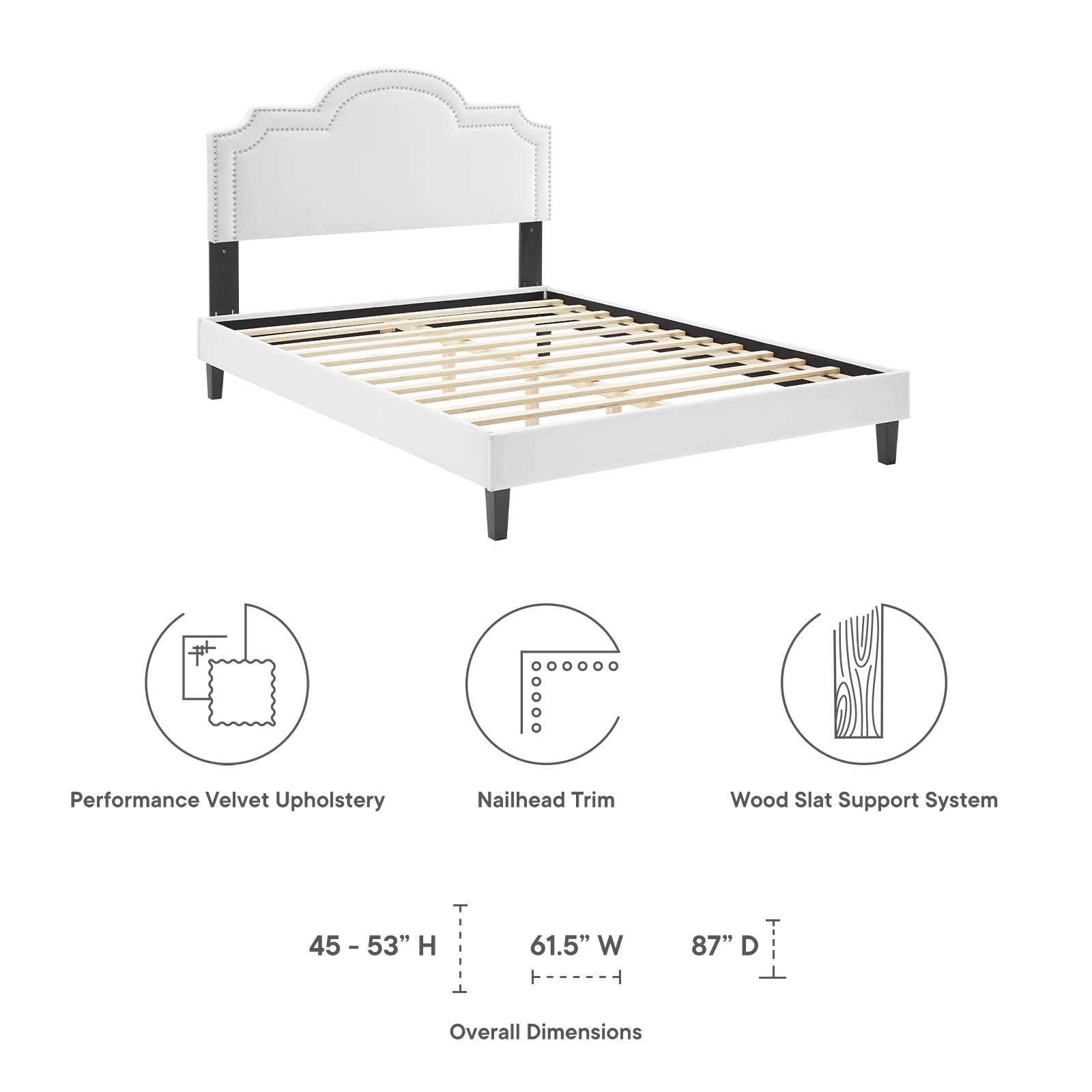 Aviana Performance Velvet King Bed in White