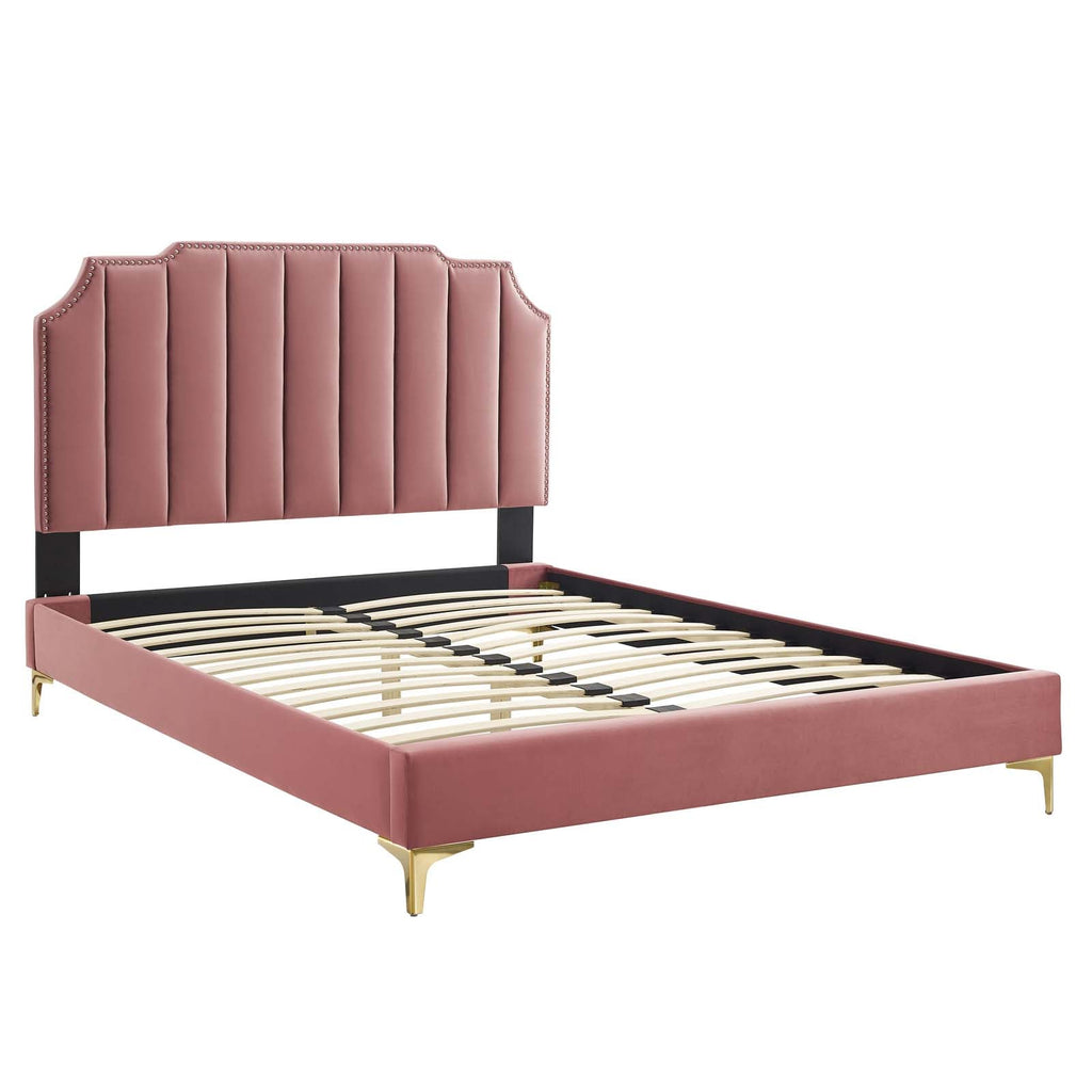 Colette Performance Velvet King Platform Bed by Modway